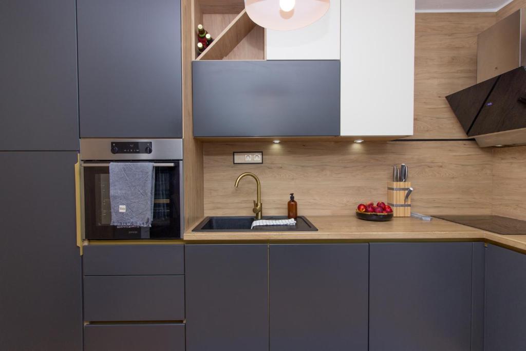 Kuchyň nebo kuchyňský kout v ubytování Apartments Mali Dvor Novigrad