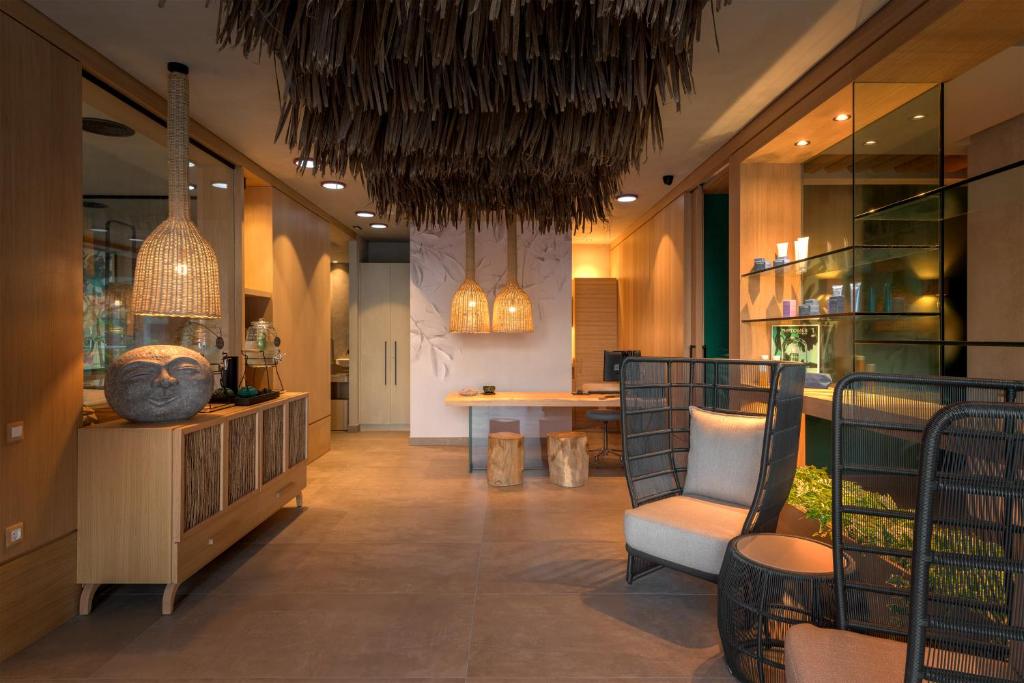 A seating area at Porto Angeli