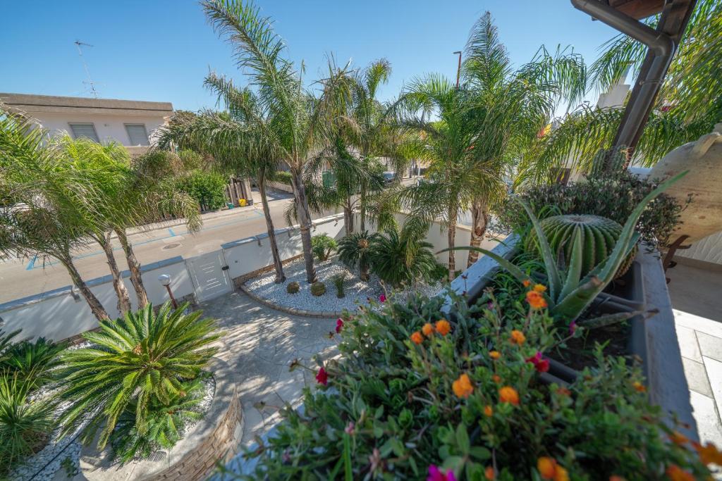 an outdoor garden with palm trees and plants at CasaRizzo in Torre dell'Orso