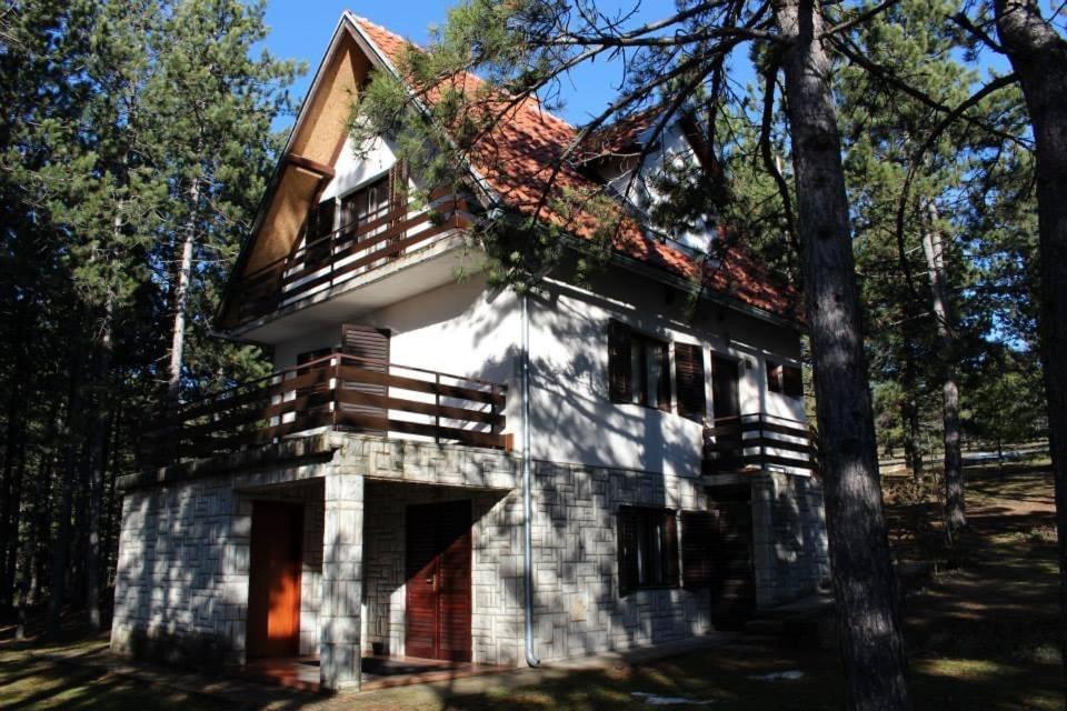 a house in the woods with a roof on top at Smeštaj Nedić Karaula in Zlatibor