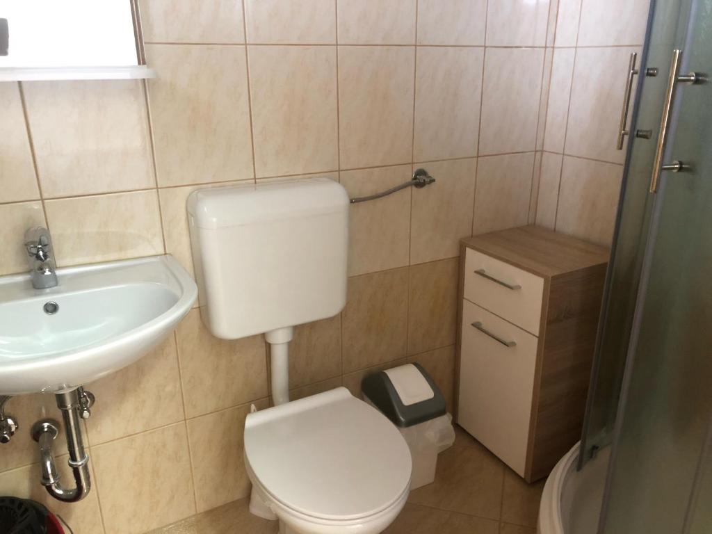 Koupelna v ubytování Apartments Savinja
