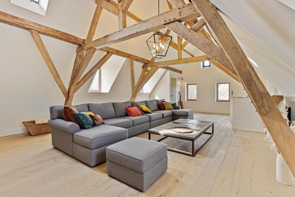 Posezení v ubytování Huis Potaerde, luxe villa, vakantiewoning - landhuis nabij Brussel