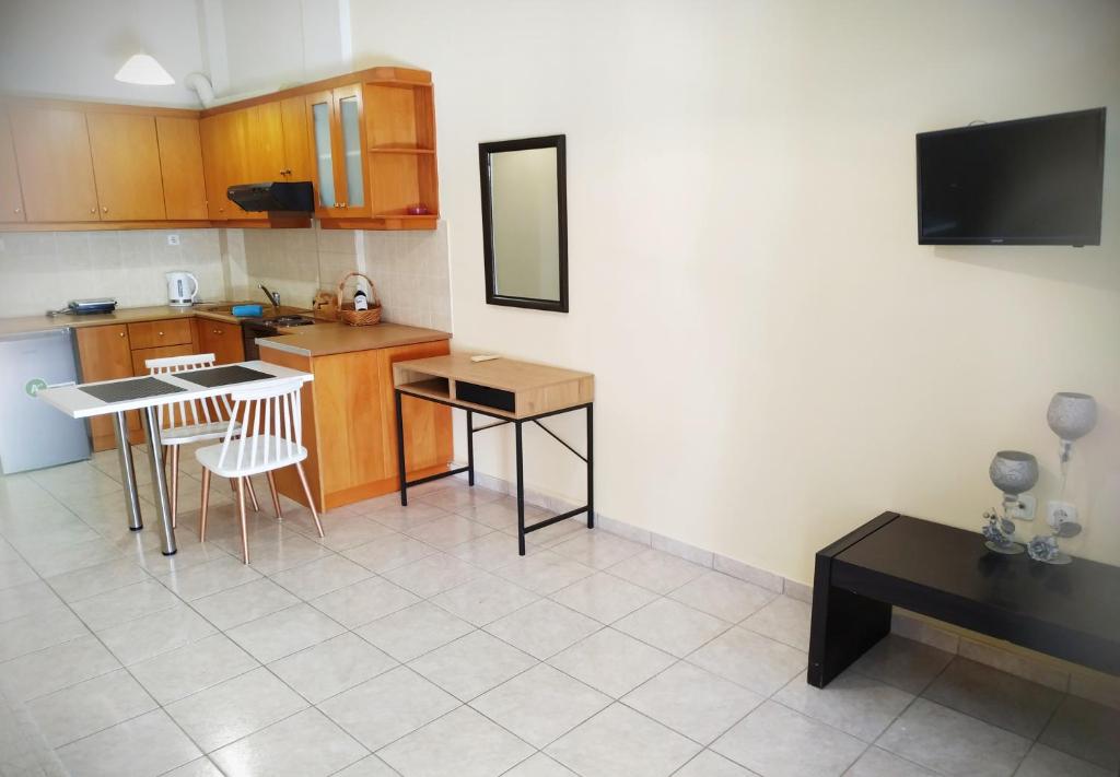 A kitchen or kitchenette at OSCAR STUDIO KALAMATA city centre