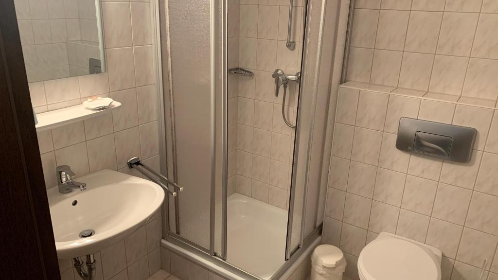 Koupelna v ubytování Hotel Almenrausch