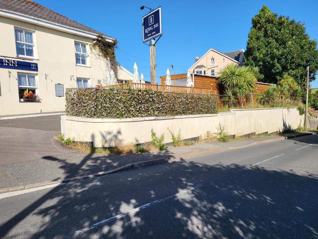 a street sign on the side of a street at The Royal Inn in St Austell