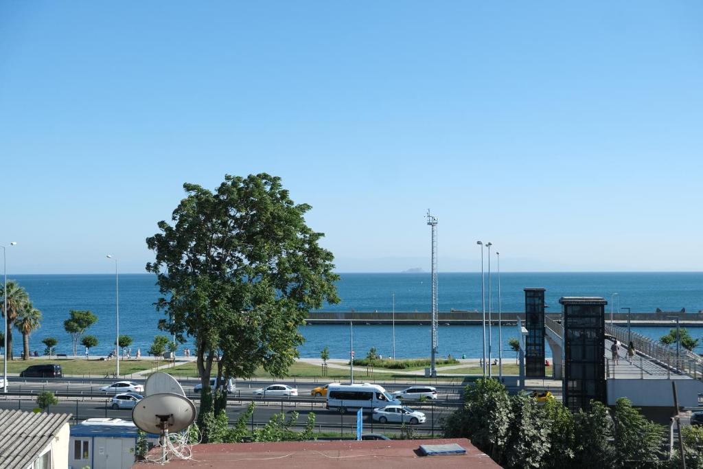 a view of the ocean and a parking lot at Ottoman Design Apartments in Istanbul