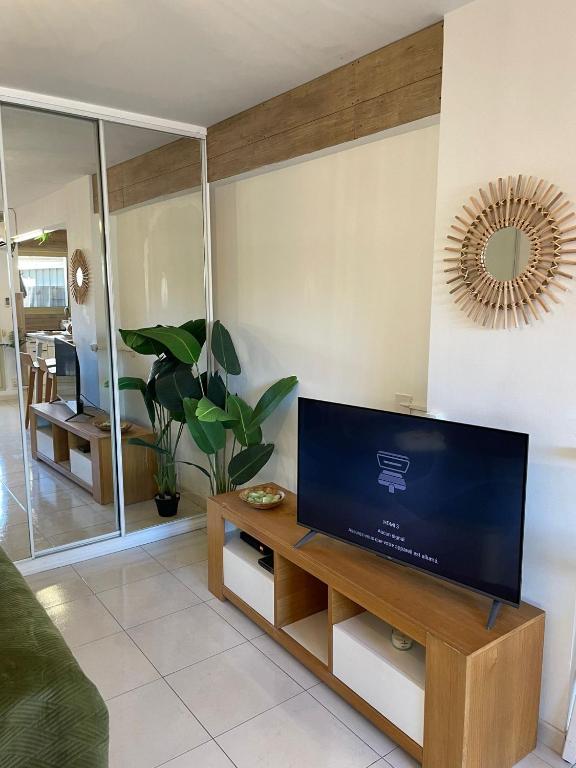 TV a/nebo společenská místnost v ubytování Centre de Juan les pins 100m plages Easy Check-in