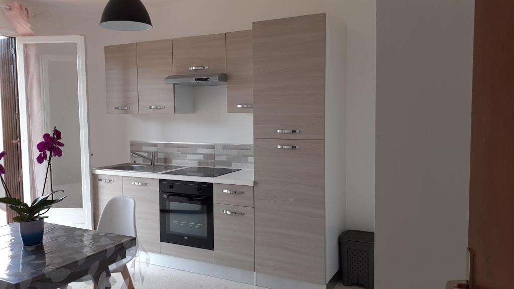 Kuchyňa alebo kuchynka v ubytovaní Bel appartement avec grande terrasse ensoleillée et jardin