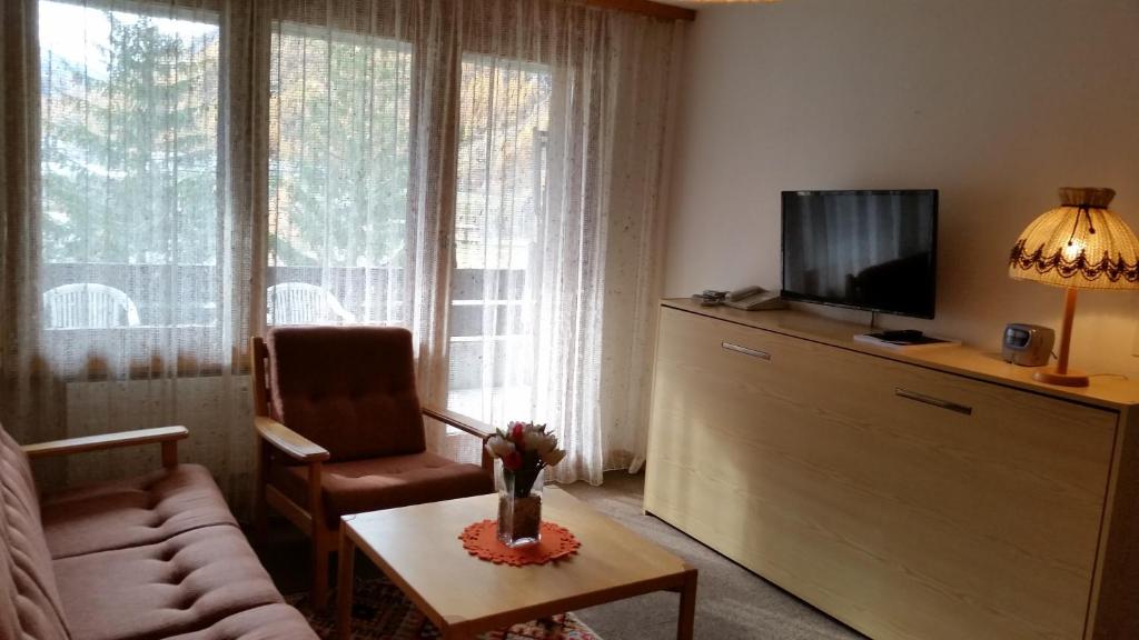 TV a/nebo společenská místnost v ubytování Appartements Monte Rosa