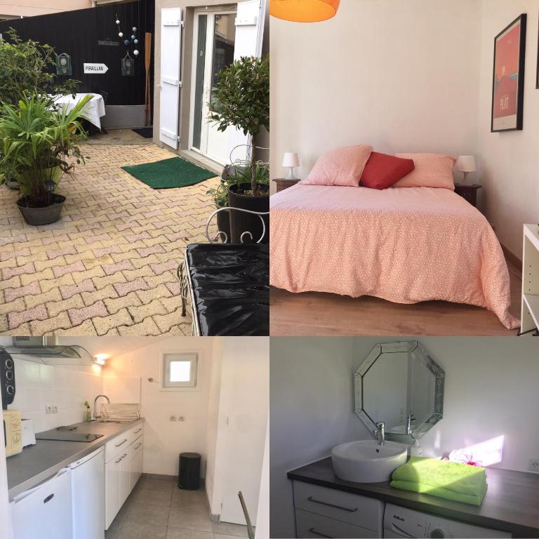 Postel nebo postele na pokoji v ubytování Maisonnette studio Arcachon 300m plage