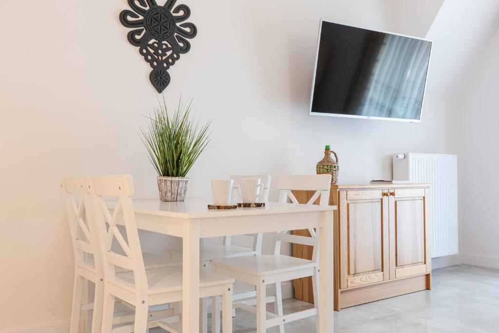 Televízia a/alebo spoločenská miestnosť v ubytovaní Apartament Droga na Bystre 5b/8