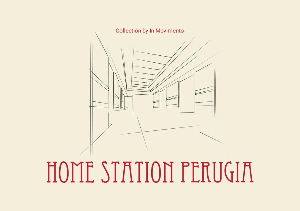 a sketch of a corridor in a house illustration at Home Station Perugia in Perugia
