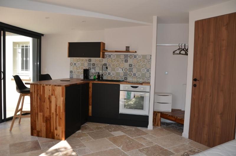 Kuchyňa alebo kuchynka v ubytovaní Charmant logis neuf équipé/Piscine/SPA/Sauna/Gym
