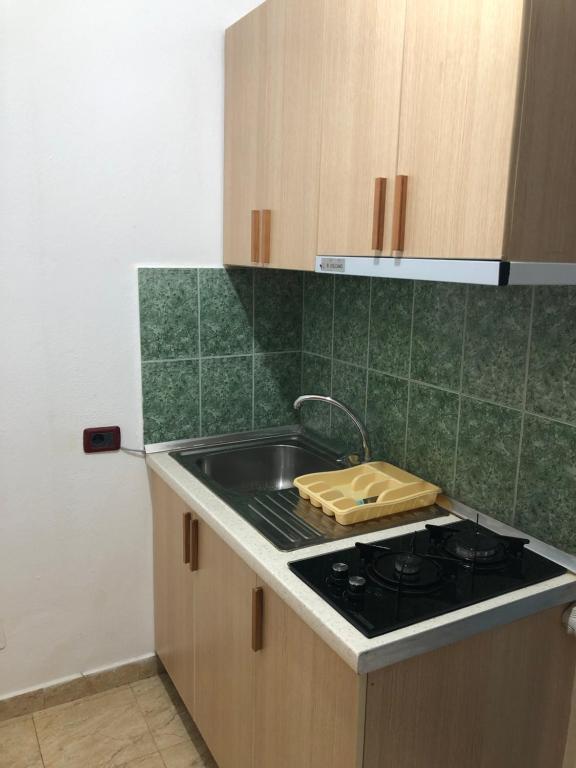 Kuchyň nebo kuchyňský kout v ubytování Hotel Gjinaj
