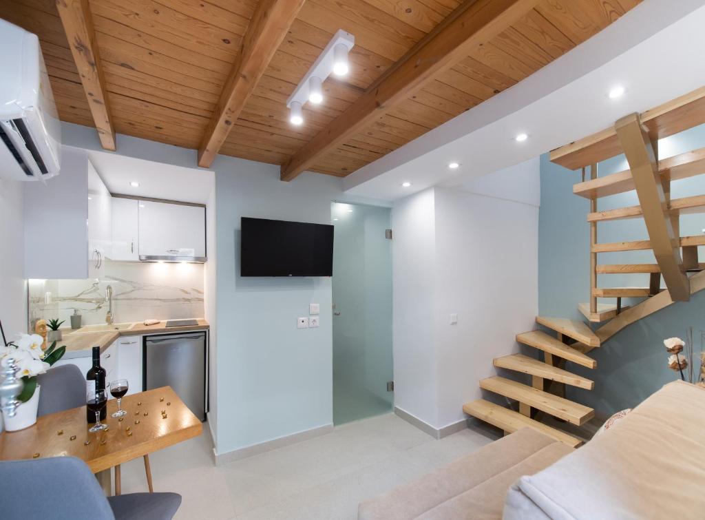 TV a/nebo společenská místnost v ubytování LEFKAS CITY APARTMENTS & Suites
