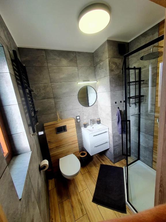 Kúpeľňa v ubytovaní Domek Wilcze Wzgórze
