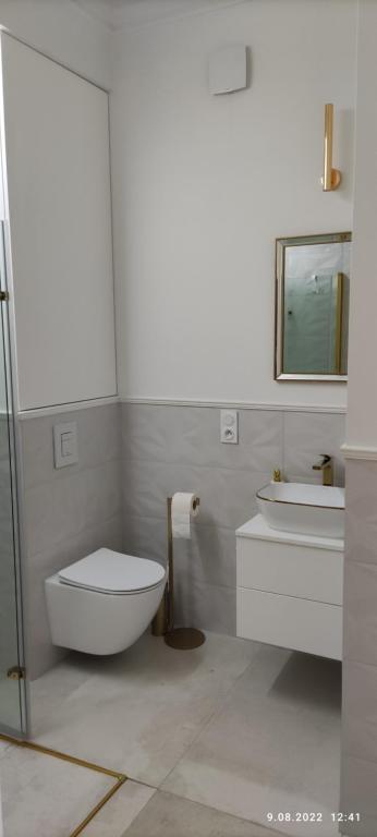 Kúpeľňa v ubytovaní Apartament w modernistycznej kamienicy w Gdyni