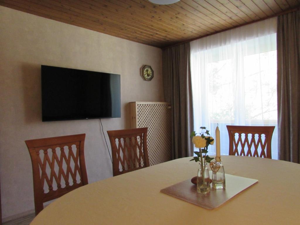 Televízia a/alebo spoločenská miestnosť v ubytovaní Bachhäusl