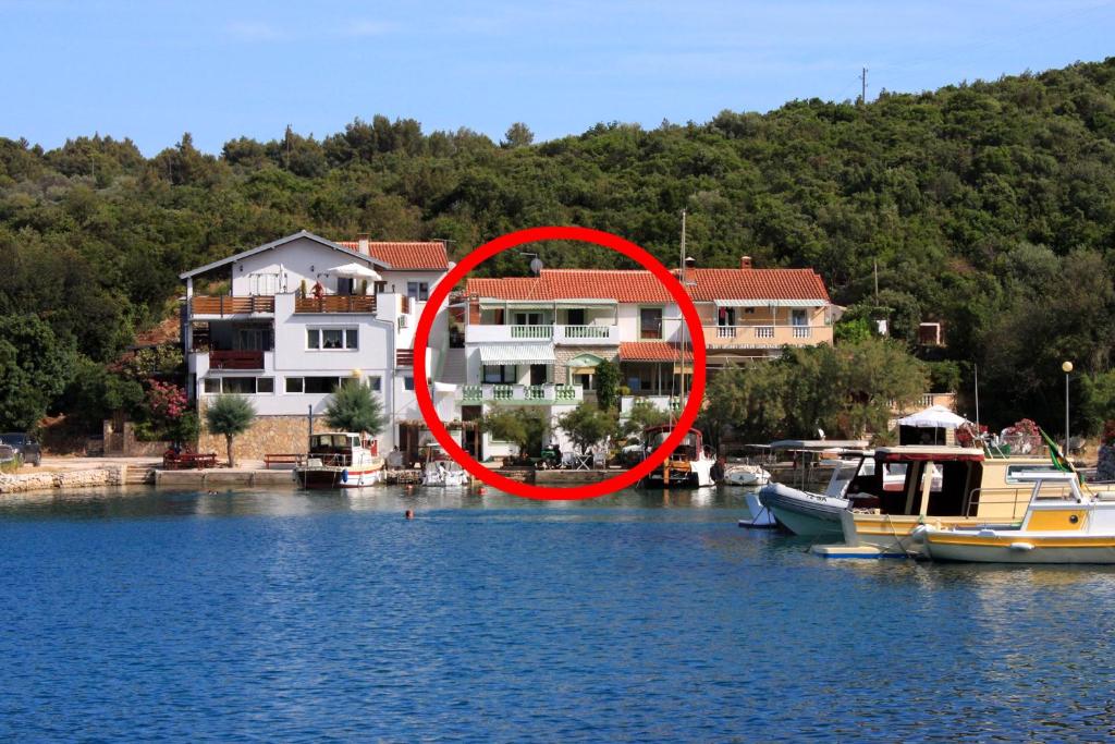 dom nad jeziorem z łodzią w wodzie w obiekcie Apartment Zaglav 8170b w mieście Sali