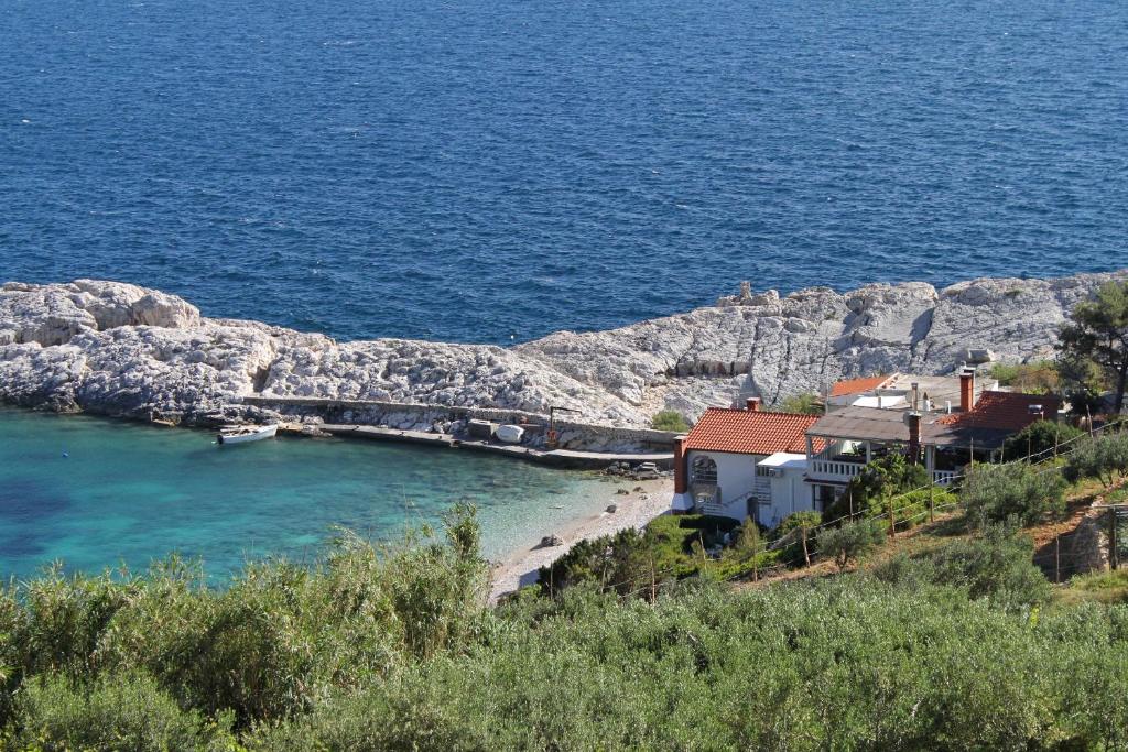 a house on a hill next to the ocean at Apartments and rooms by the sea Cove Zarace - Dubovica, Hvar - 8781 in Zarače