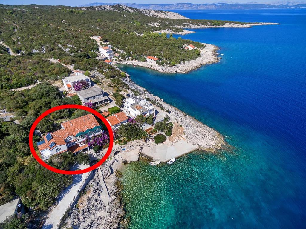 Letecký snímek ubytování Apartments by the sea Cove Pokrivenik, Hvar - 10419