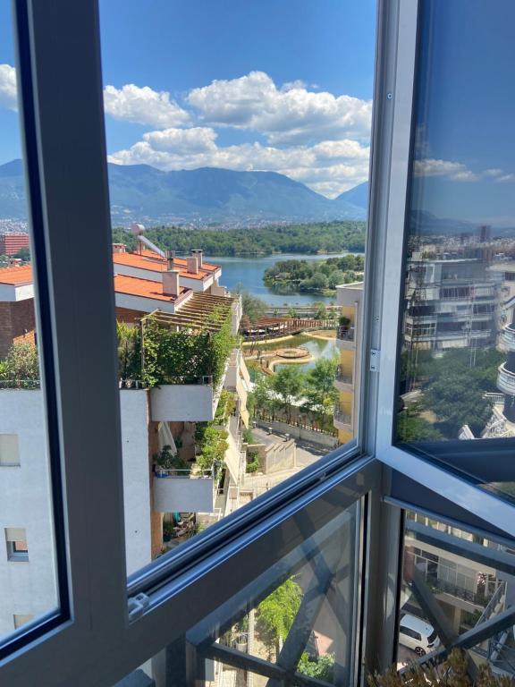 a view from the window of a building at MB luxury apartments in Tirana