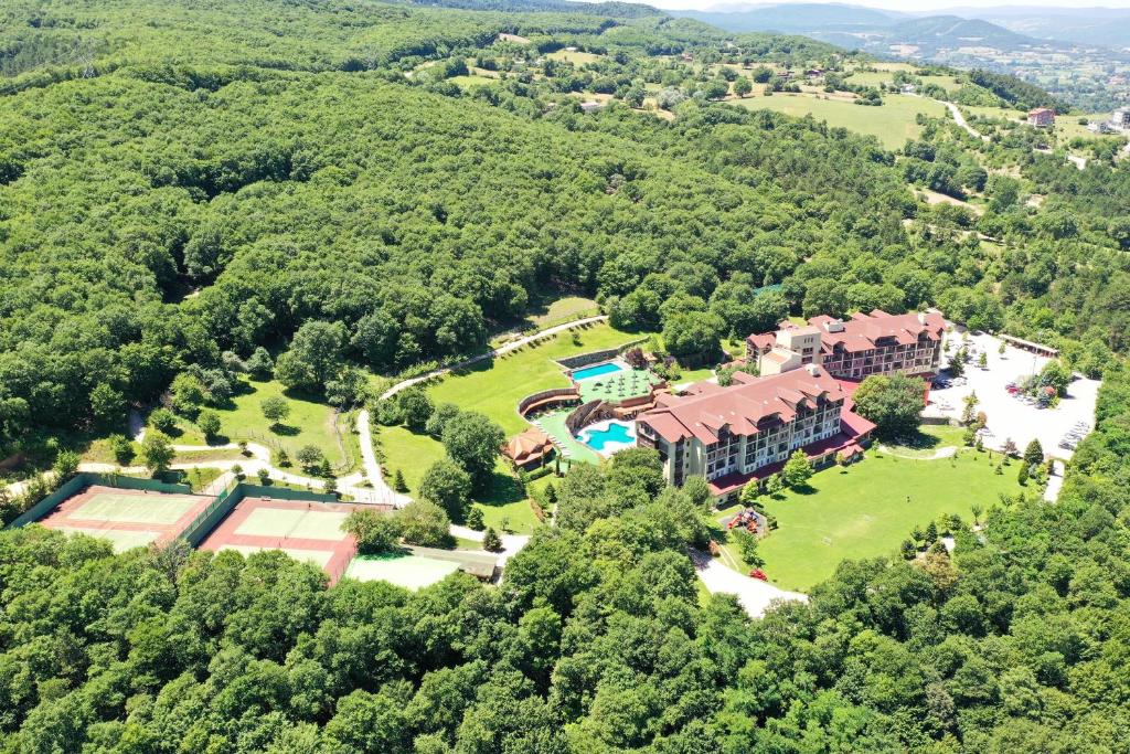 an aerial view of a mansion in the trees at Gazelle Resort & Spa in Bolu