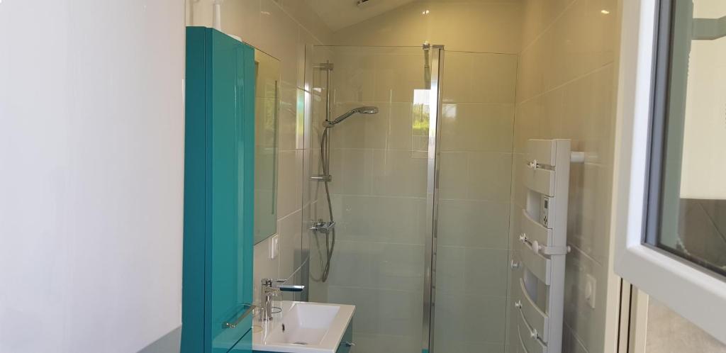 Koupelna v ubytování Chambre d'hôtes Entre-deux Lacs