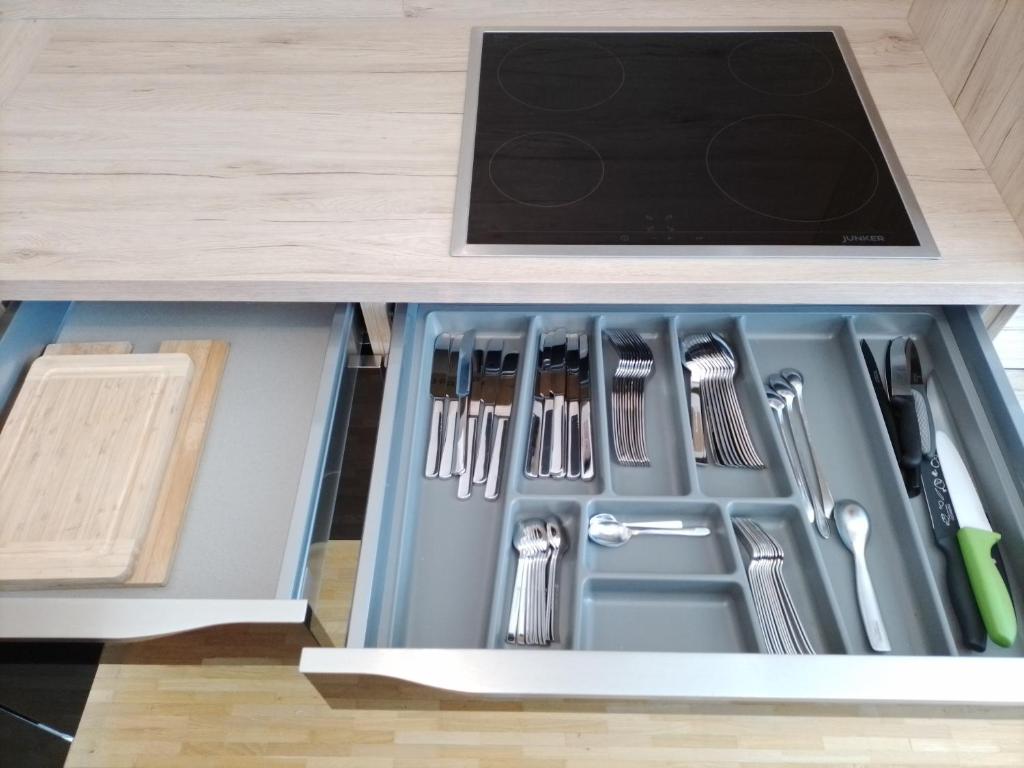Kuchyň nebo kuchyňský kout v ubytování Ferienwohnung Krenn