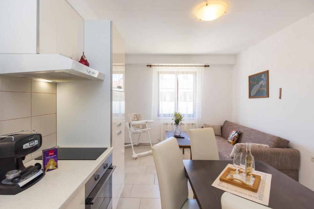 Kuchyň nebo kuchyňský kout v ubytování Apartmani Xenia & Desiderio