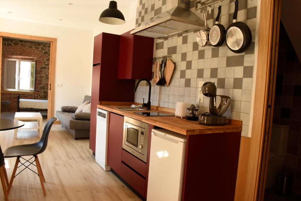 Kuchyň nebo kuchyňský kout v ubytování Apartamentos Tierra y Arte