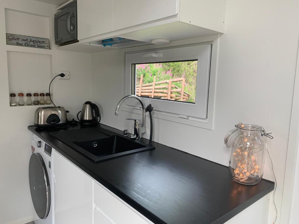 Kuchyň nebo kuchyňský kout v ubytování Luxus Tiny House Saagala