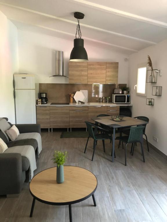 Kuchyň nebo kuchyňský kout v ubytování Le Gîte au calme d'Aubignan 4 personnes, 1 chambre