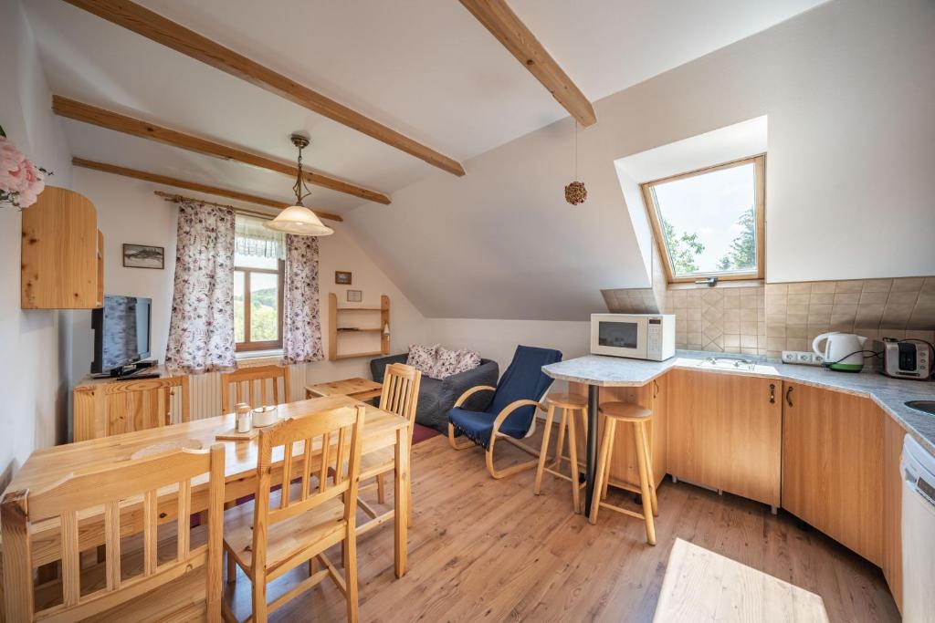 Kuchyň nebo kuchyňský kout v ubytování Apartmány Rubínovi