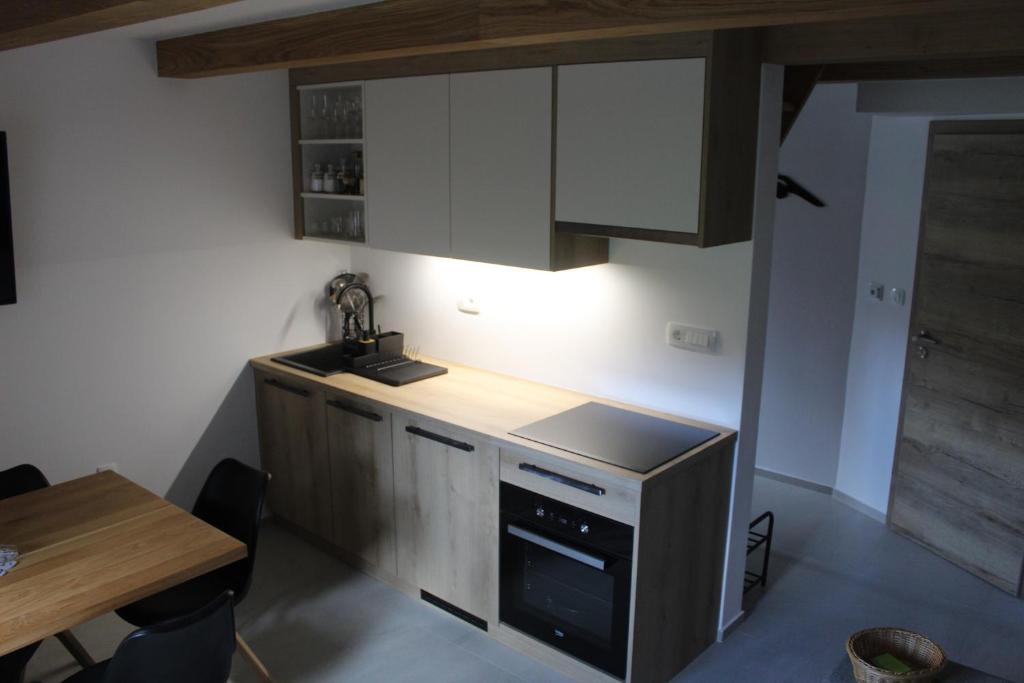 Kuchyň nebo kuchyňský kout v ubytování Apartment Bajta - Rogla