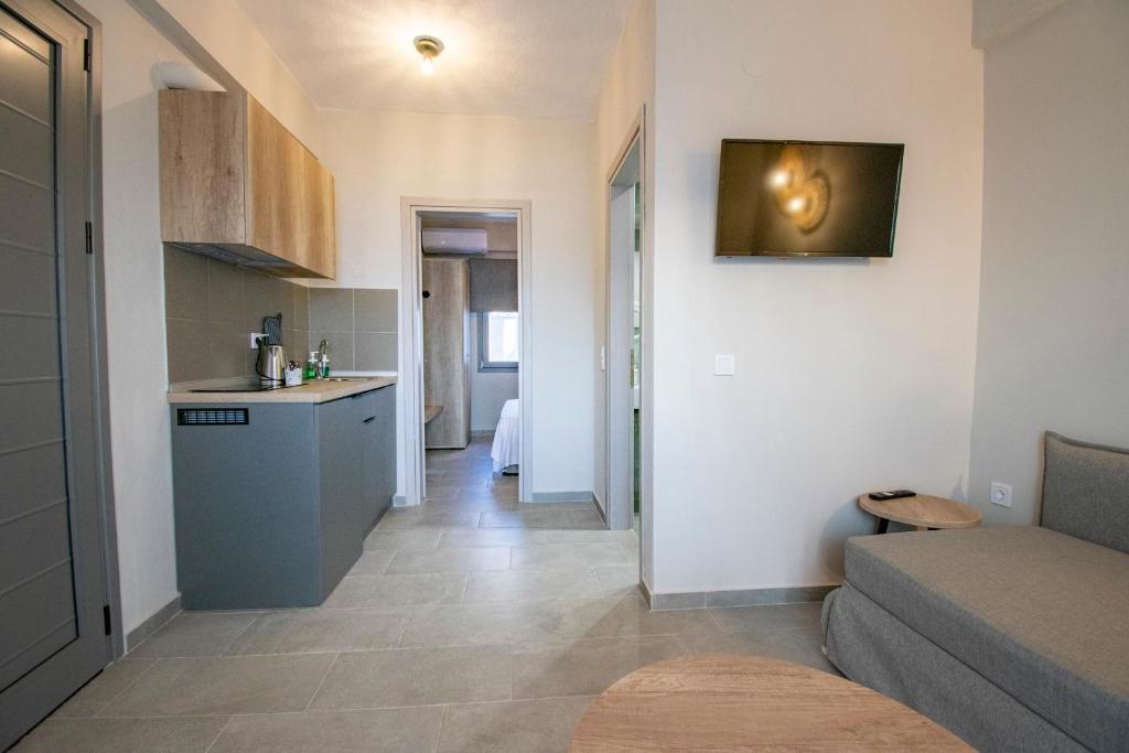 Kuchyň nebo kuchyňský kout v ubytování Heraclea Luxury Suites