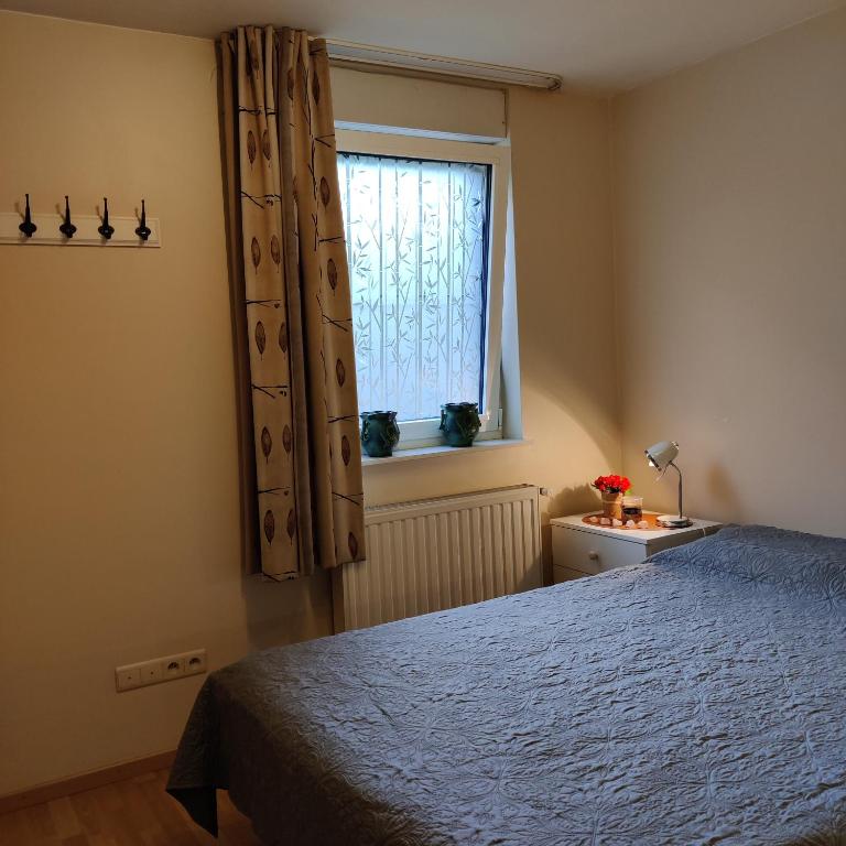 a bedroom with a bed and a window at Appartement De Wal in Tongeren