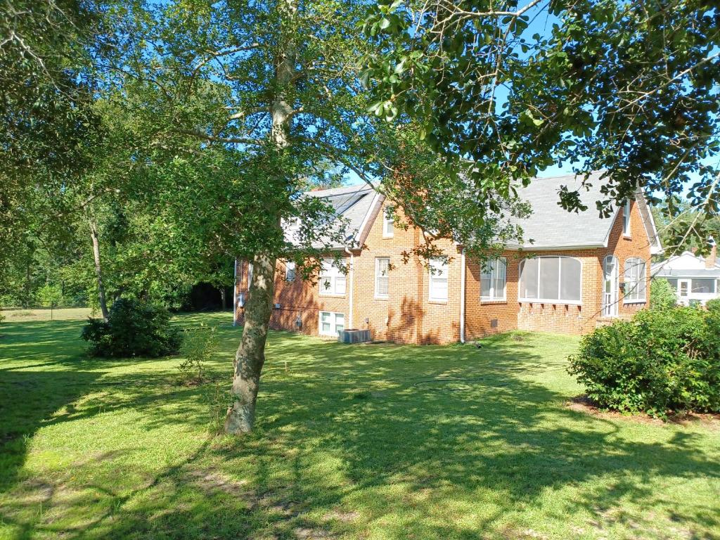 a brick house with a tree in the yard at Brick House Retreat in Hamlet