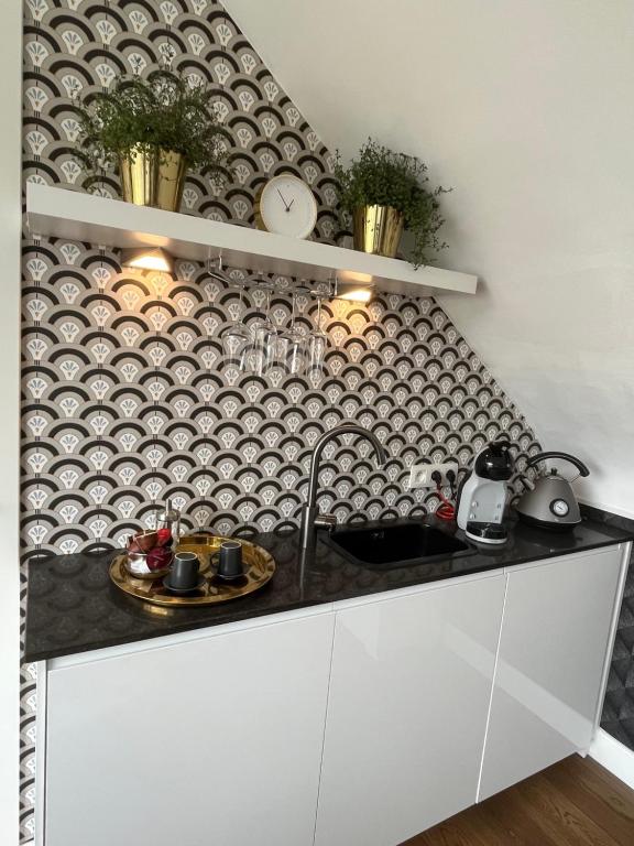 Kuchyň nebo kuchyňský kout v ubytování Rooftop terrace suite