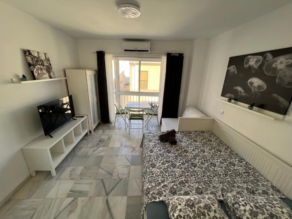 Televízia a/alebo spoločenská miestnosť v ubytovaní Genuar Apartments Málaga Center 3