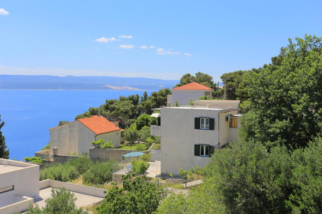 a house on a hill next to a body of water at Apartments with parking space Marusici, Omis - 657 in Mimice