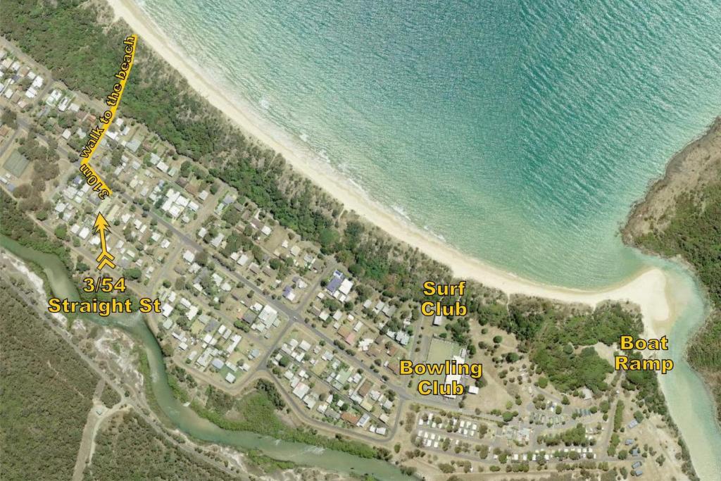 a map of the shoreline of a beach at Three Fifty Four Straight St Hat Head in Hat Head