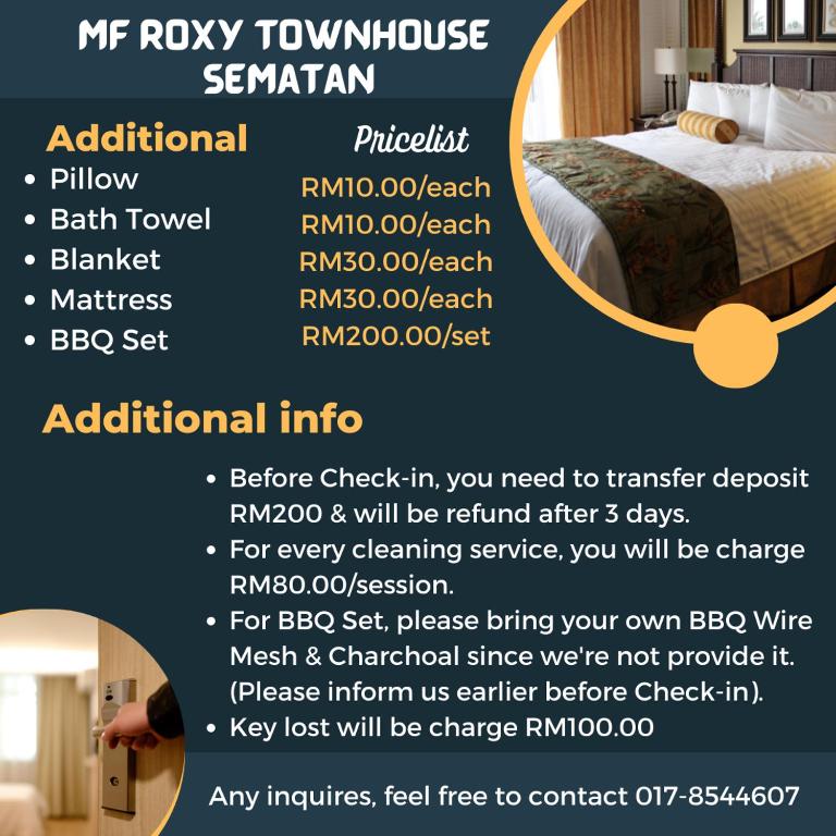Postel nebo postele na pokoji v ubytování MF Roxy Beach Townhouse Sematan Private Unit L31