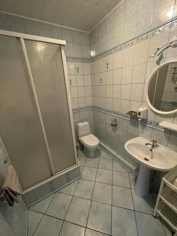 Koupelna v ubytování Saules rati