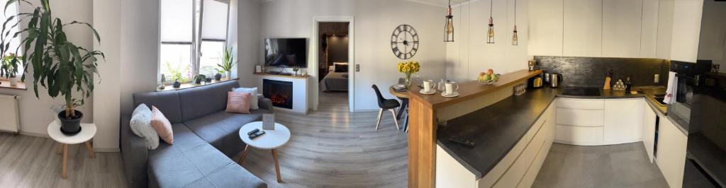 Kuchyň nebo kuchyňský kout v ubytování Apartament Centrum Bodzentyńska, centrum Rynek, bezpłatny parking