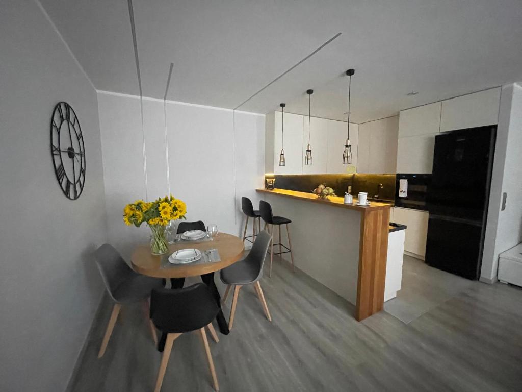 Kuchyň nebo kuchyňský kout v ubytování Apartament Centrum Bodzentyńska, centrum Rynek, bezpłatny parking