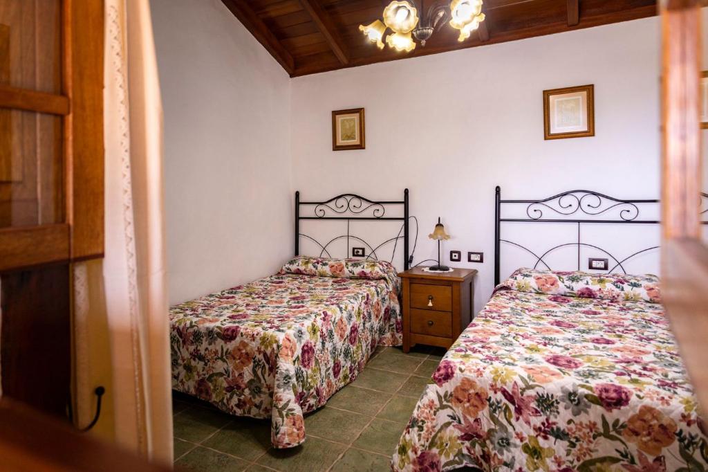 a bedroom with two beds and a dresser at Casa Rural La Palizada in Benchijigua