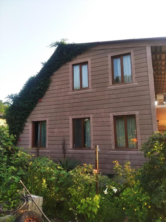 a house with ivy growing on the side of it at Roin Guest House in Grigoleti