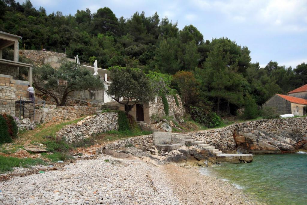 una casa en una colina junto a un cuerpo de agua en Secluded fisherman's cottage Cove Skozanje, Hvar - 4039 en Gdinj