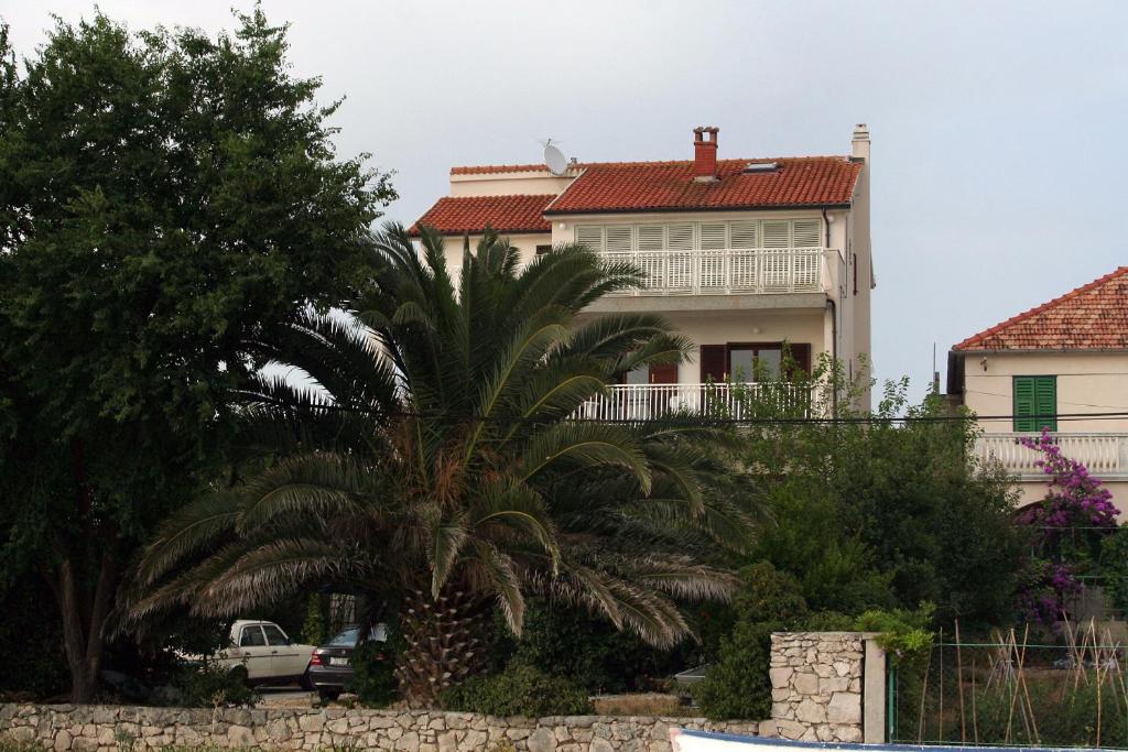 eine Palme vor einem Haus in der Unterkunft Apartments by the sea Zablace, Sibenik - 4222 in Zablaće